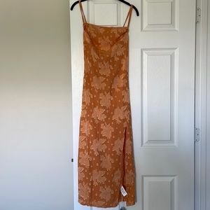 Midi Orange/Blush Cowl Neck Dress